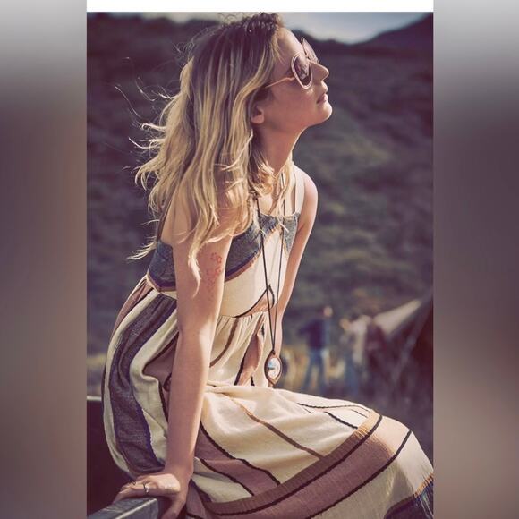 NWT *RARE* Free People Navy Striped Boho Festival Midi Dress  – XS/Small - Picture 11 of 14